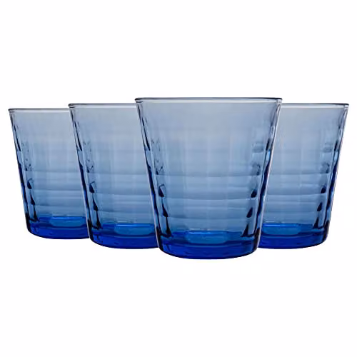 Duralex Prisme Geometric Glass Tumblers, Blue, 220ml, Pack of 8 – 1