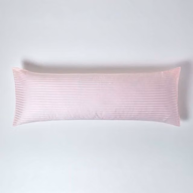 Homescapes 330 Thread Count Egyptian Cotton Percale Body Pillowcase, Pink