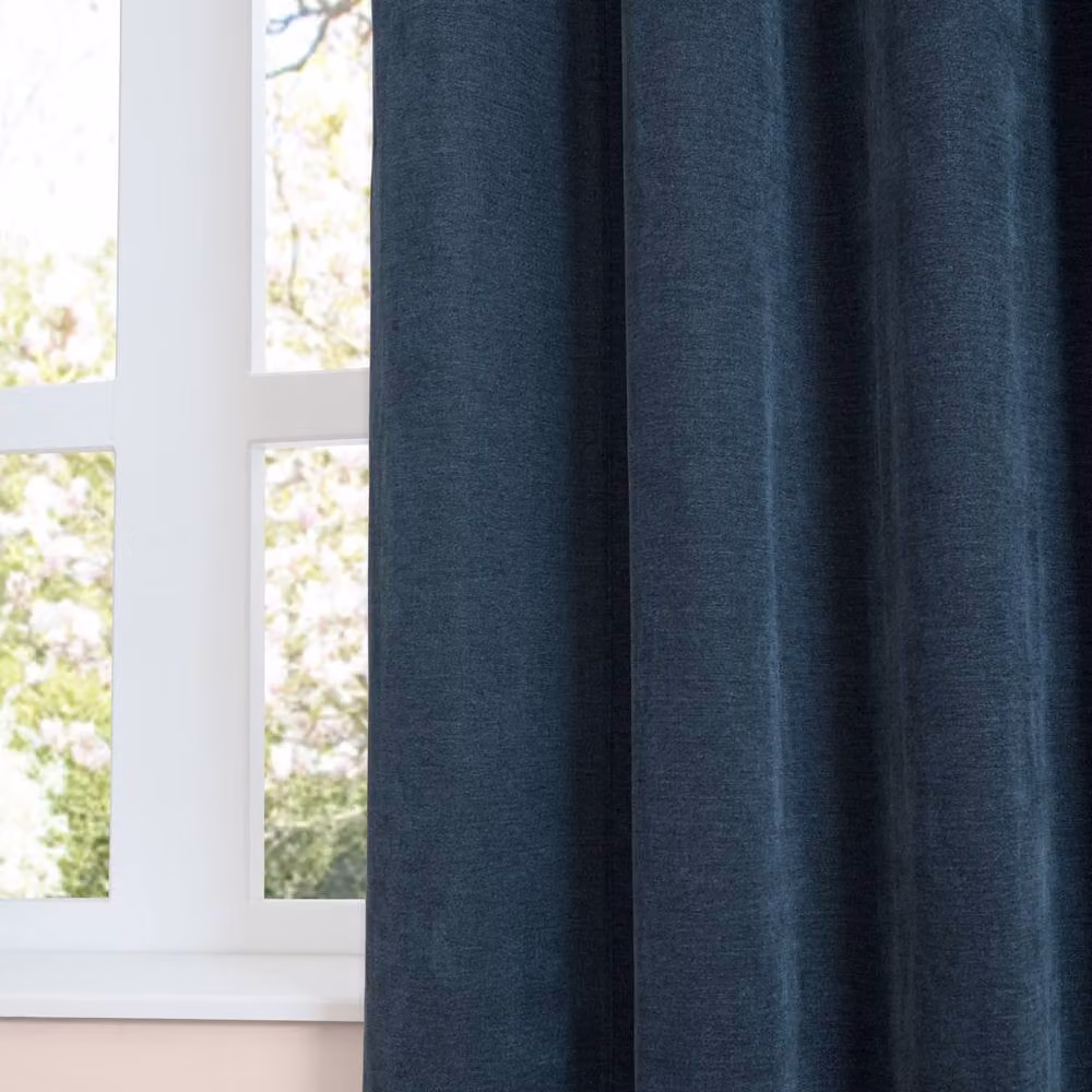 Furn Soft Chenille Blackout Eyelet Curtains in Blue, W: 168 cm, D: 137 cm – 3