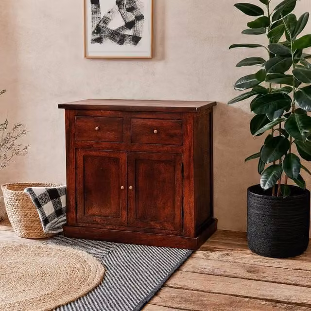Wyld Haus Oxford Mahogany Mango Wood Storage Cabinet in Brown, W/D/H: 90 x 45 x 62 cm