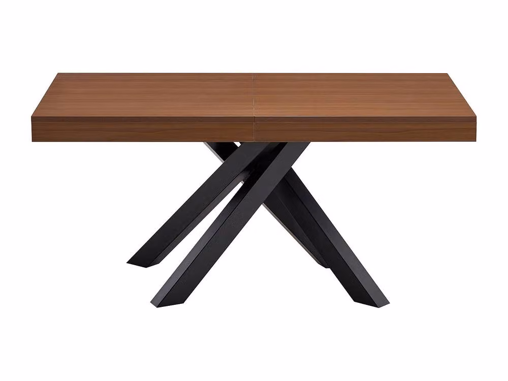 Vente-unique Modern Extendable Rectangular Dining Table in Dark Oak and Walnut MDF and Metal, Seats 6 to 10 – 2