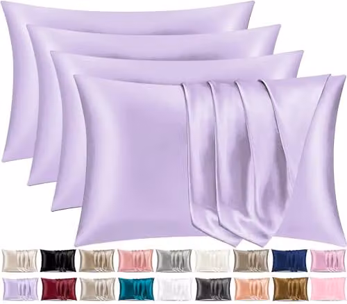 Pamposh Satin Silk Pillowcases, 4 Pack, Purple, W/D/H: 50 x 75 x 0 cm – 1