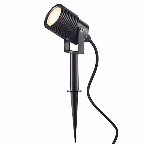 Netlighting Triton Outdoor Floor Spike Garden Light in Black with Frosted Glass, IP65 Rated