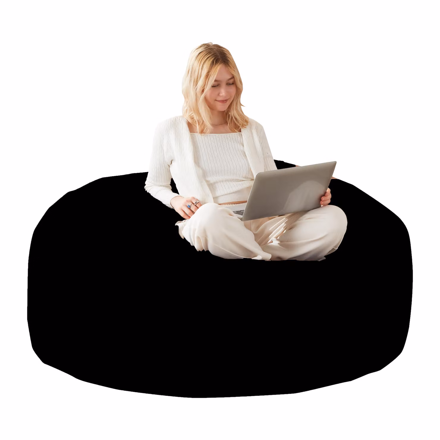 Aosom UK Large Bean Bag Sofa Chair with Removable Black Microfibre Covers, W: 150 cm, D: 150 cm, H: 60 cm – 2