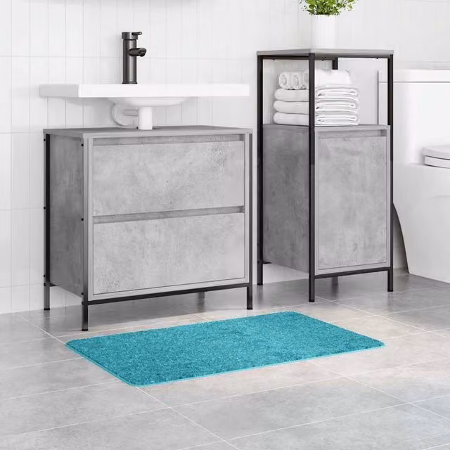 Berkfield Home Rectangular Non-Slip Soft Bath Mat in Turquoise, W: 50 cm, L: 80 cm – 1