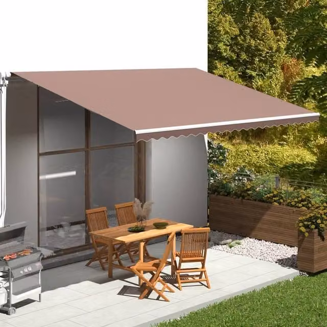 Berkfield Home Replacement Awning Fabric in Brown, Polyester, W: 5 m, D: 3.5 m – 1