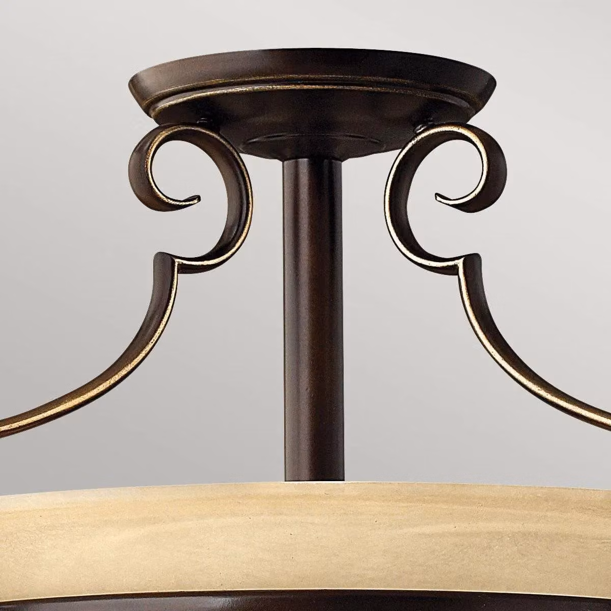 Netlighting Cello 2 Light Semi Flush Ceiling Light in Antique Bronze and Brown – 2