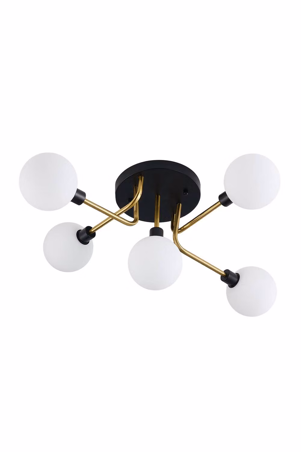Living and Home 5-Light Modern Ceiling Light with Transparent Glass Sphere Shades in Black – 3