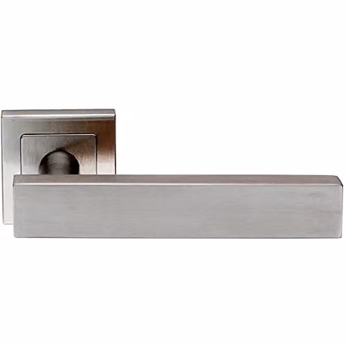 Loops Pair Square Cut Straight Bar Handle on Square Rose in Brushed Satin Steel, Silver