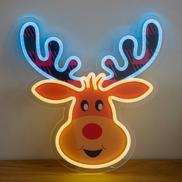 Samuel Alexander Rudy Reindeer Multicolour LED Neon Sign Christmas Decoration, 35 cm – 1