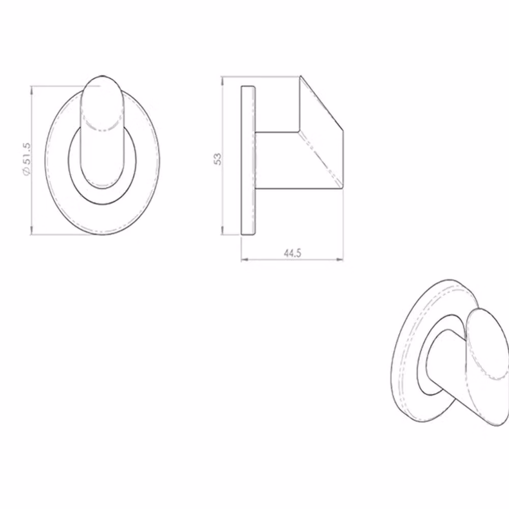 Loops Single Bathroom Robe Hook in Stainless Steel, Silver, Projection: 44.5 mm – 2