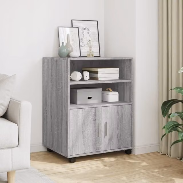 Berkfield Home Grey Sonoma Rolling Cabinet, W: 60 cm, D: 48 cm, H: 81 cm
