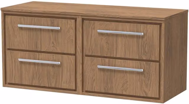 Balterley Longnor 4 Drawer Wall Hung Vanity Unit, Antique Oak, Brown, W: 120 cm