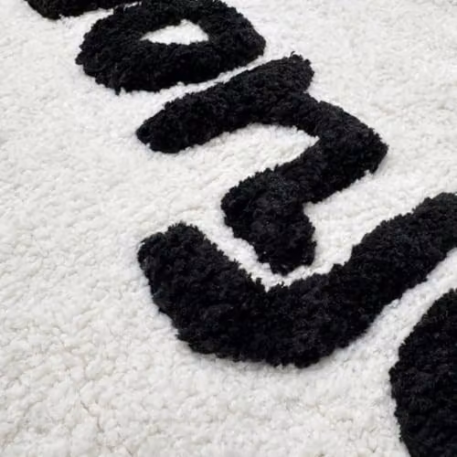 Mooky Mats Bonjour Slogan Non-Slip Bath Mat in Black and Beige, W: 50 cm, D: 80 cm – 6