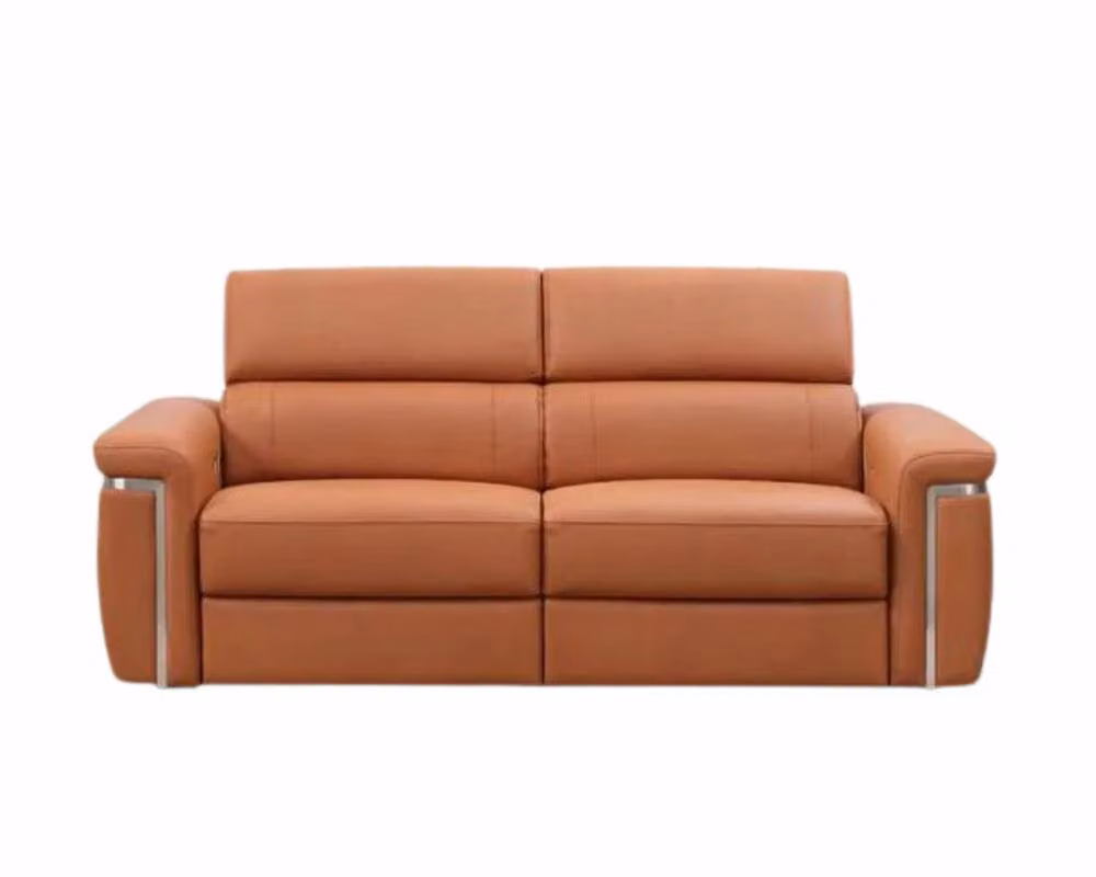 Stratus Interiors 2 Seater Electric Recliner Sofa with USB Charging Ports and Cup Holders in Tan Synthetic Leather – 2