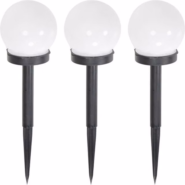 ValueLights 3 Pack Solar Powered Outdoor Frosted Globe Garden Stake Lights in Black