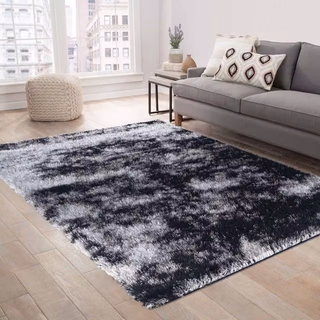 Desire Rugs Modern Abstract Shaggy Area Rug in Grey, W: 160 cm, L: 230 cm