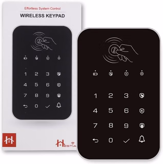 Livingandhome HESTIA Wireless Keypad and RFID Smart Fobs for Smart Home Security System, Black