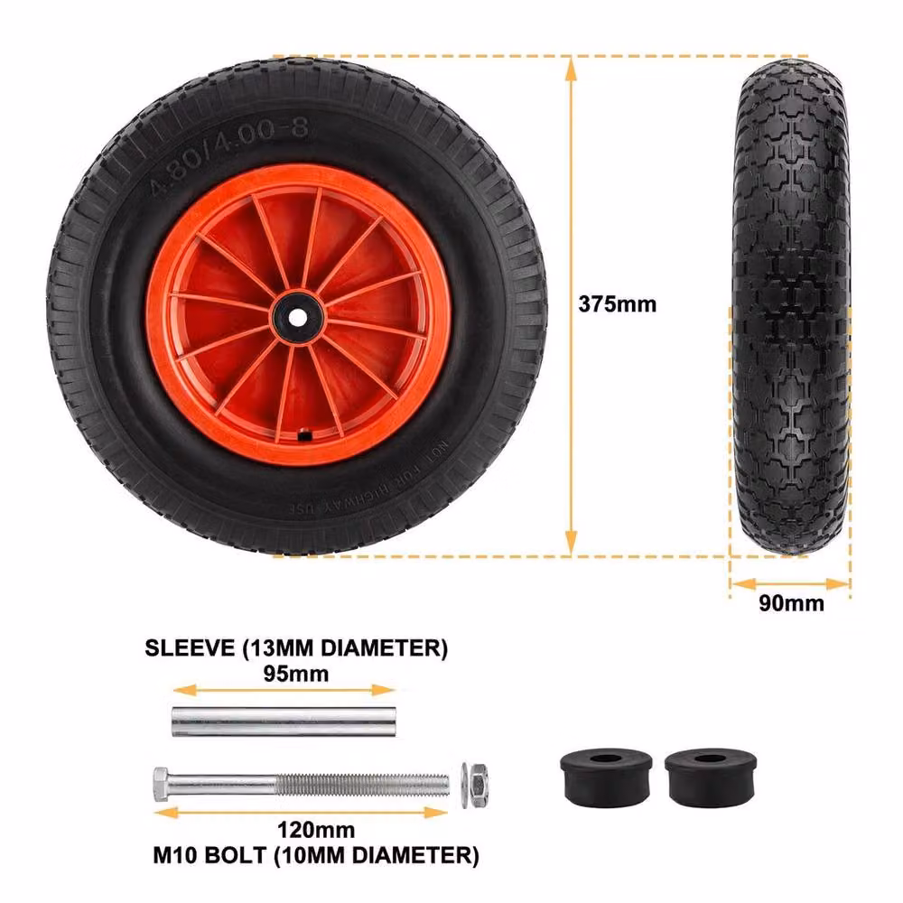 SPETLEK 16 inch Puncture Proof Solid Rubber Trolley Tyre in Black 4.80/4.00-8 – 4