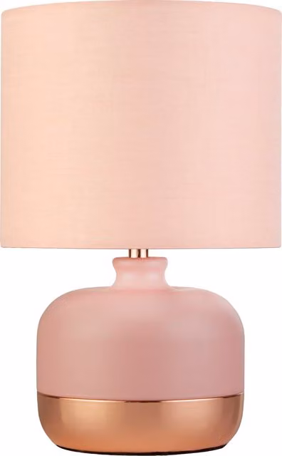 Lighting Collection Pink and Copper Fabric Table Lamp