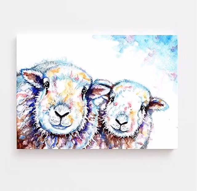 BebesArts Herdwick Sheep Watercolor Canvas Print, Multicolour, W: 60.96 cm x H: 60.96 cm