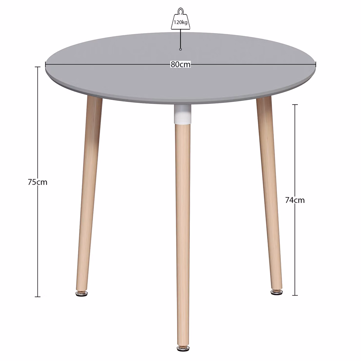 Vida Designs Batley Round 3 Seater Dining Table in Grey with Solid Beech Wood – 2