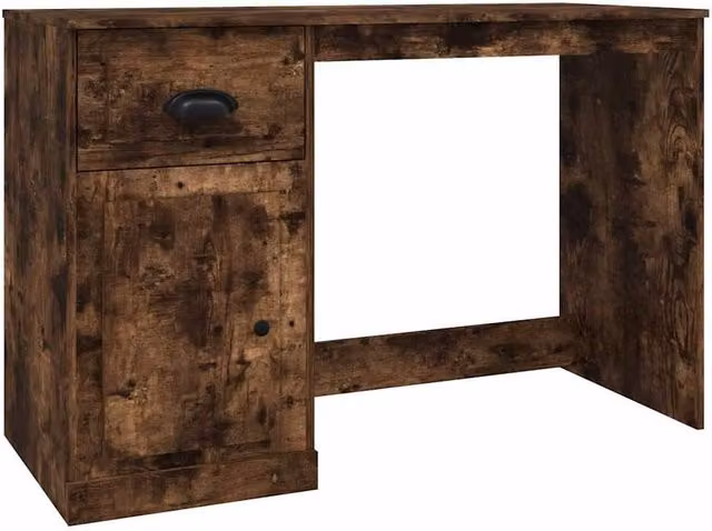 Berkfield Home Modern Computer Desk in Smoked Oak Brown, W/D/H: 115 x 50 x 75 cm