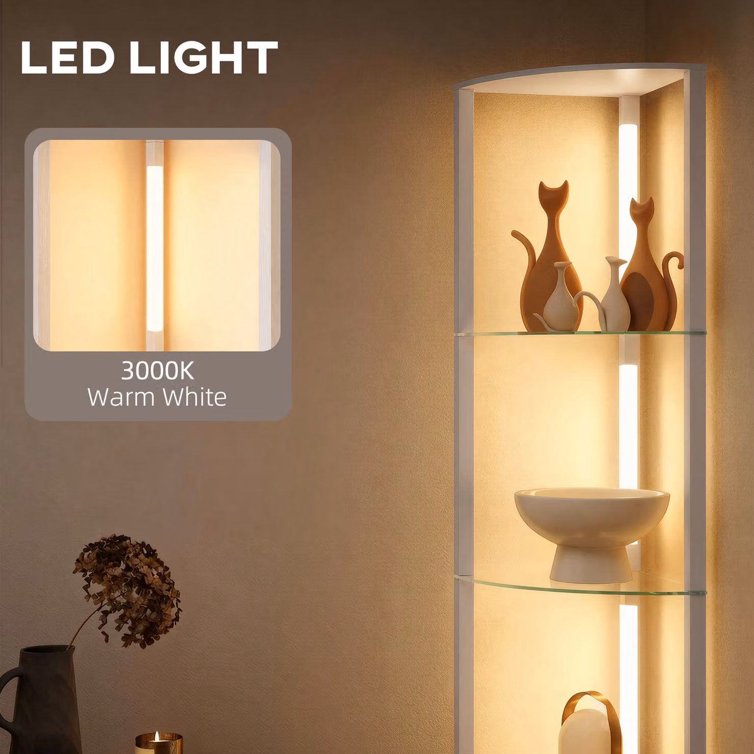 HOMCOM Dimmable LED Floor Lamp with Shelves and Foot Switch, Grey – 4