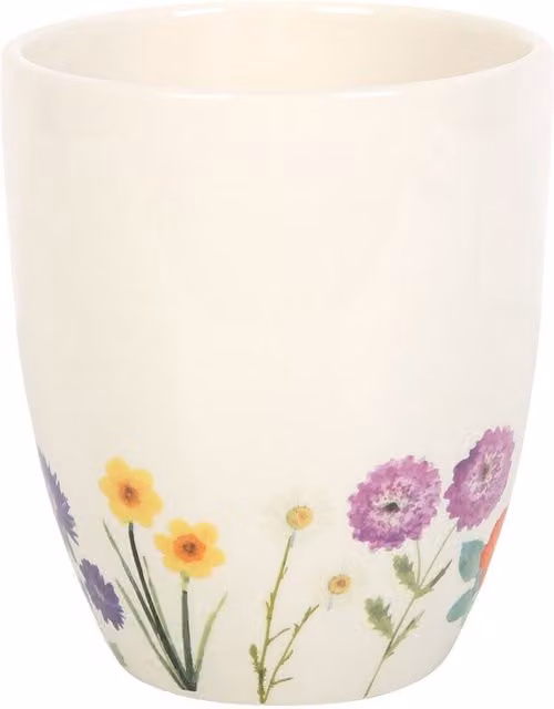 Gloriously Good Wildflower Floral Ceramic Tabletop Plant Pot, White