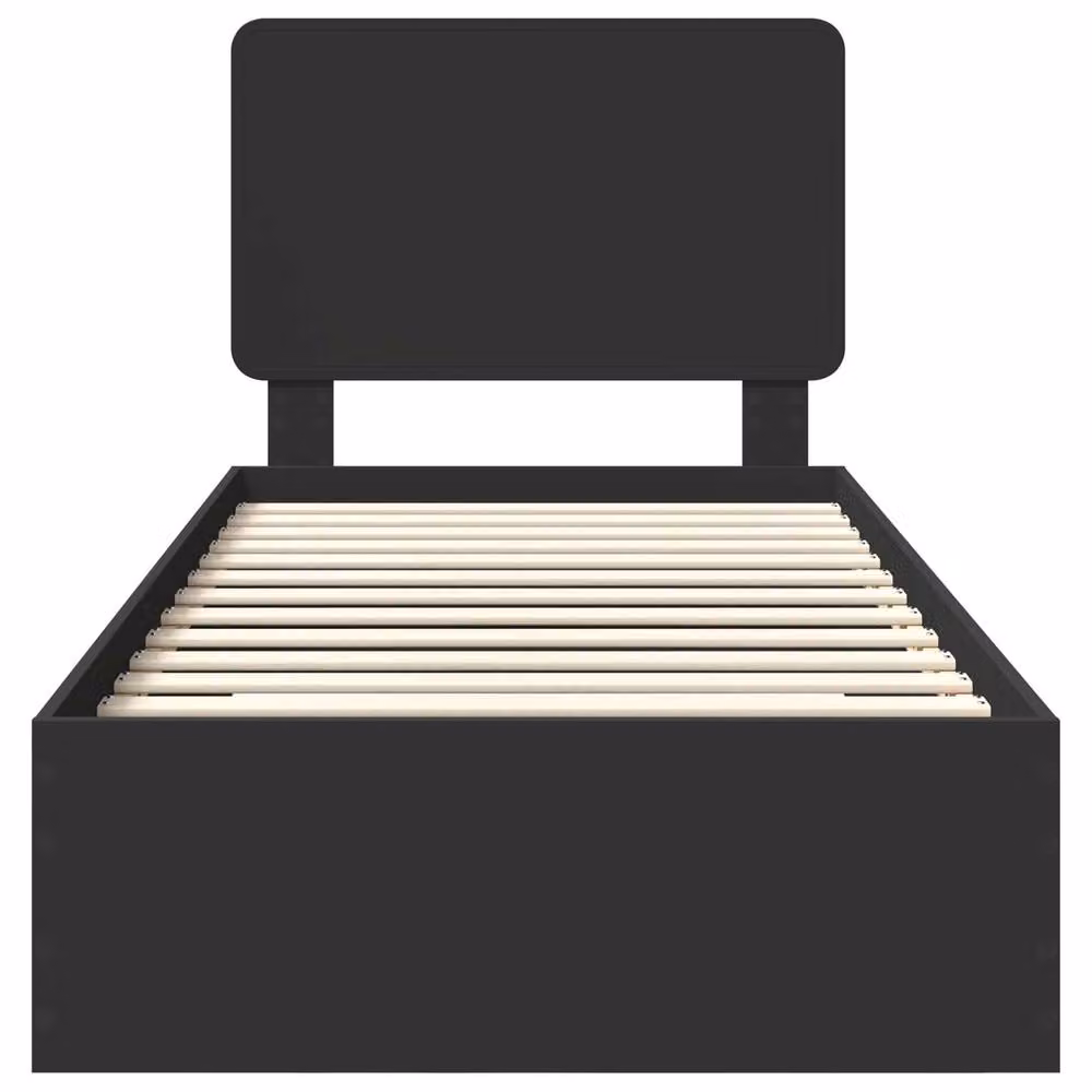 Berkfield Home Modern Bed Frame with Headboard in Black, Engineered Wood, W/D/H: 190 x 75 x 75 cm – 3