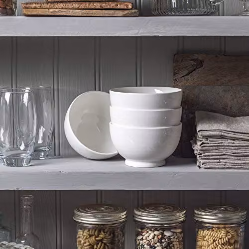 WM Bartleet & Sons 1750 Set of 4 White Porcelain Individual Soup, Cereal, Rice, Noodle and Salad Bowls, Diameter: 14 cm – 3