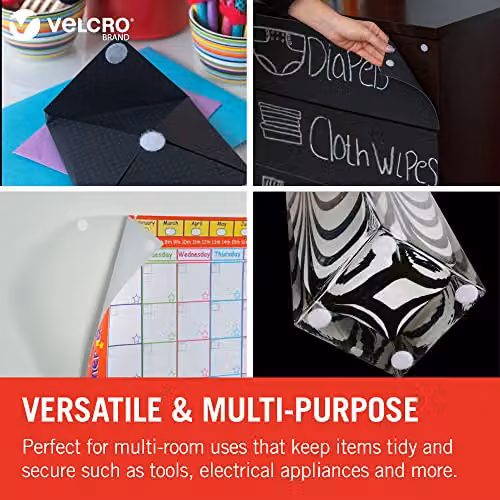 VELCRO Brand Stick On Coins Double Sided Self Adhesive Hook and Loop Dots, White, W: 1.6 cm x H: 1.6 cm, Set of 16 – 3