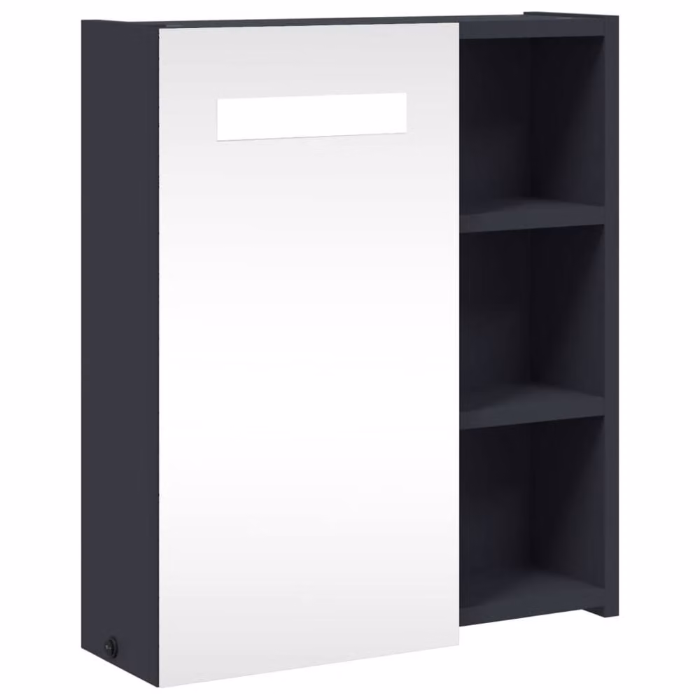 Berkfield Home Grey Bathroom Mirror Cabinet with LED Lighting, W/D/H: 45 x 13 x 52 cm – 2