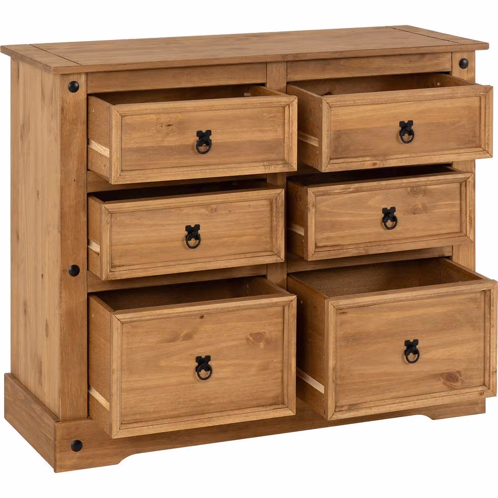 Seconique Corona Essentials 6 Drawer Chest in Natural Waxed Pine – 2