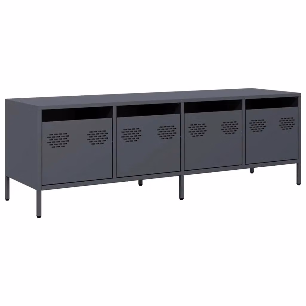 Berkfield Home Anthracite Industrial TV Cabinet in Cold-rolled Steel, W: 135 cm, D: 39 cm, H: 43.5 cm – 2