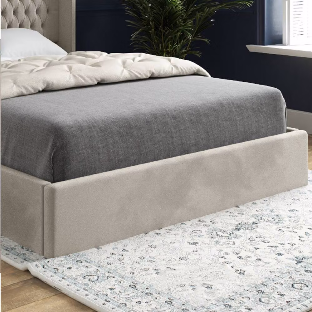Casani Rousdon Winged Upholstered Designer Bed Frame in Beige Velvet, Small Single – 5