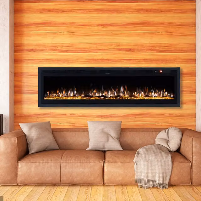 Living Star Black Electric Glass Fireplace, W: 152.4 cm