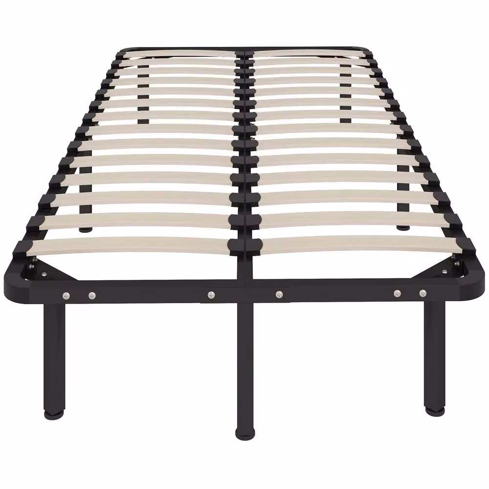 HOMCOM Black Metal Single Bed Frame with Wood Slats, W/D/H: 90 x 190 x 31 cm – 4
