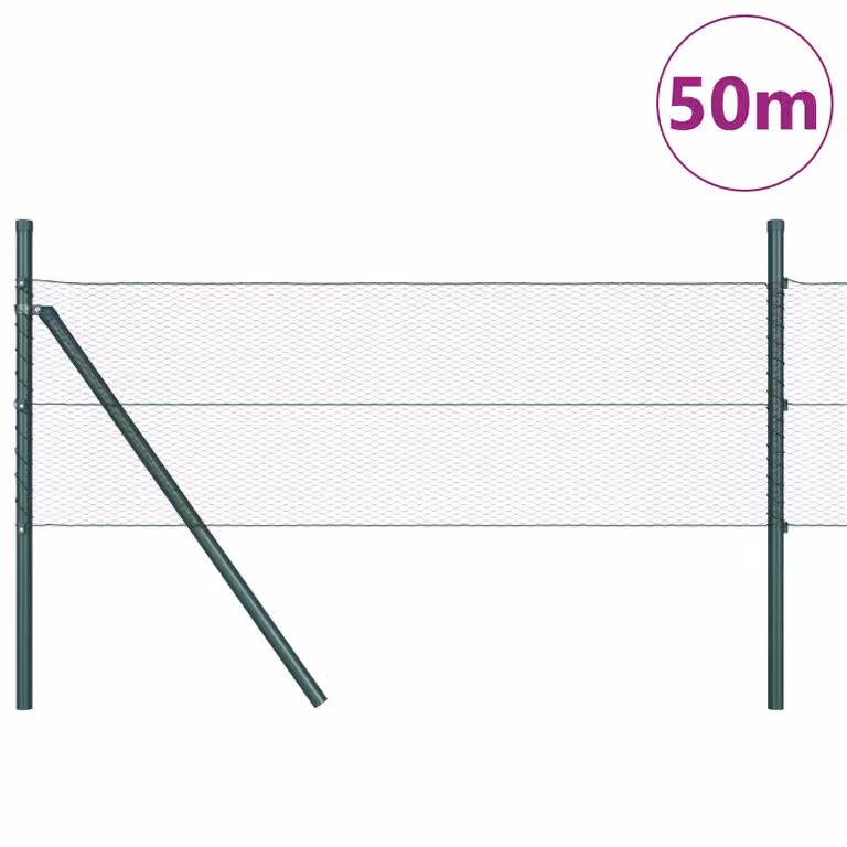 Berkfield Home Grey PVC-Coated Steel Hexagon Fence, H: 0.5 m x L: 50 m