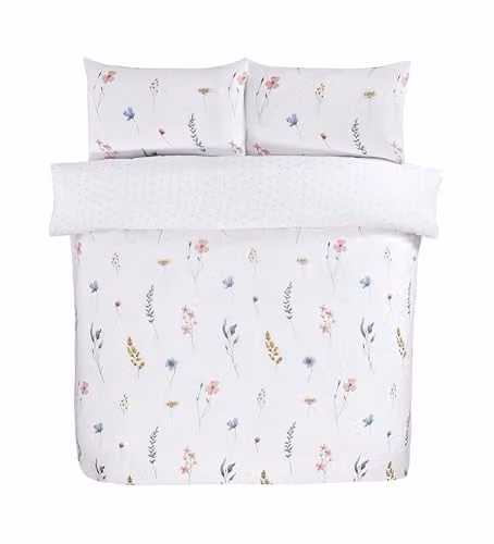 Rapport Home Floral Microfibre Duvet Cover and Pillowcase Set, White, W/D/H: 200 x 200 cm – 2