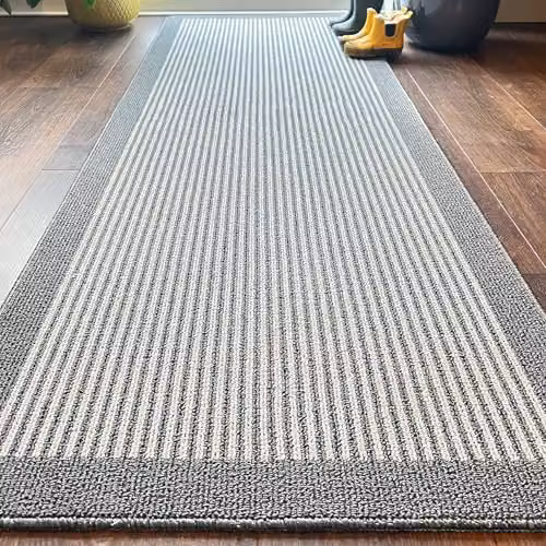 My Mat Silver and Grey Striped Stain Resistant Kitchen Runner, W: 67 cm, L: 200 cm – 2