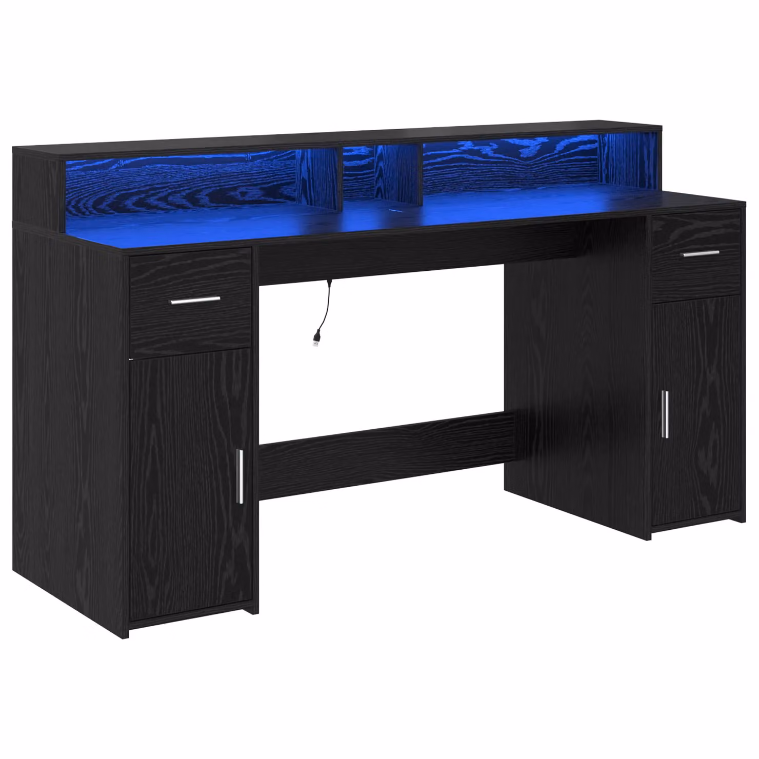Berkfield Home Computer Desk in Black Oak, W/D/H: 160 x 55 x 91 cm – 2
