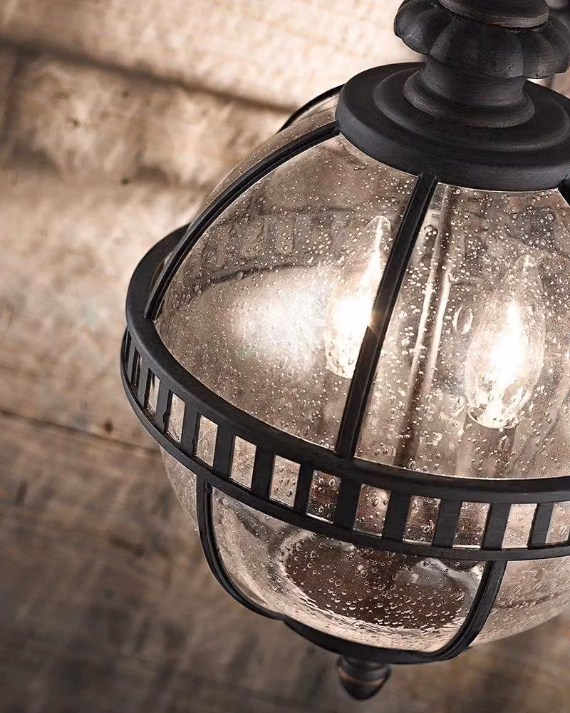 Netlighting Halleron 3 Light Outdoor Globe Ceiling Pendant Light, Grey, IP44, E14 – 2