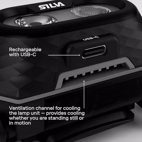Silva Explore 5 LED Head Torch with 700 Lumens, USB-C Rechargeable, in Black with White, Red and Orange LEDs – 2
