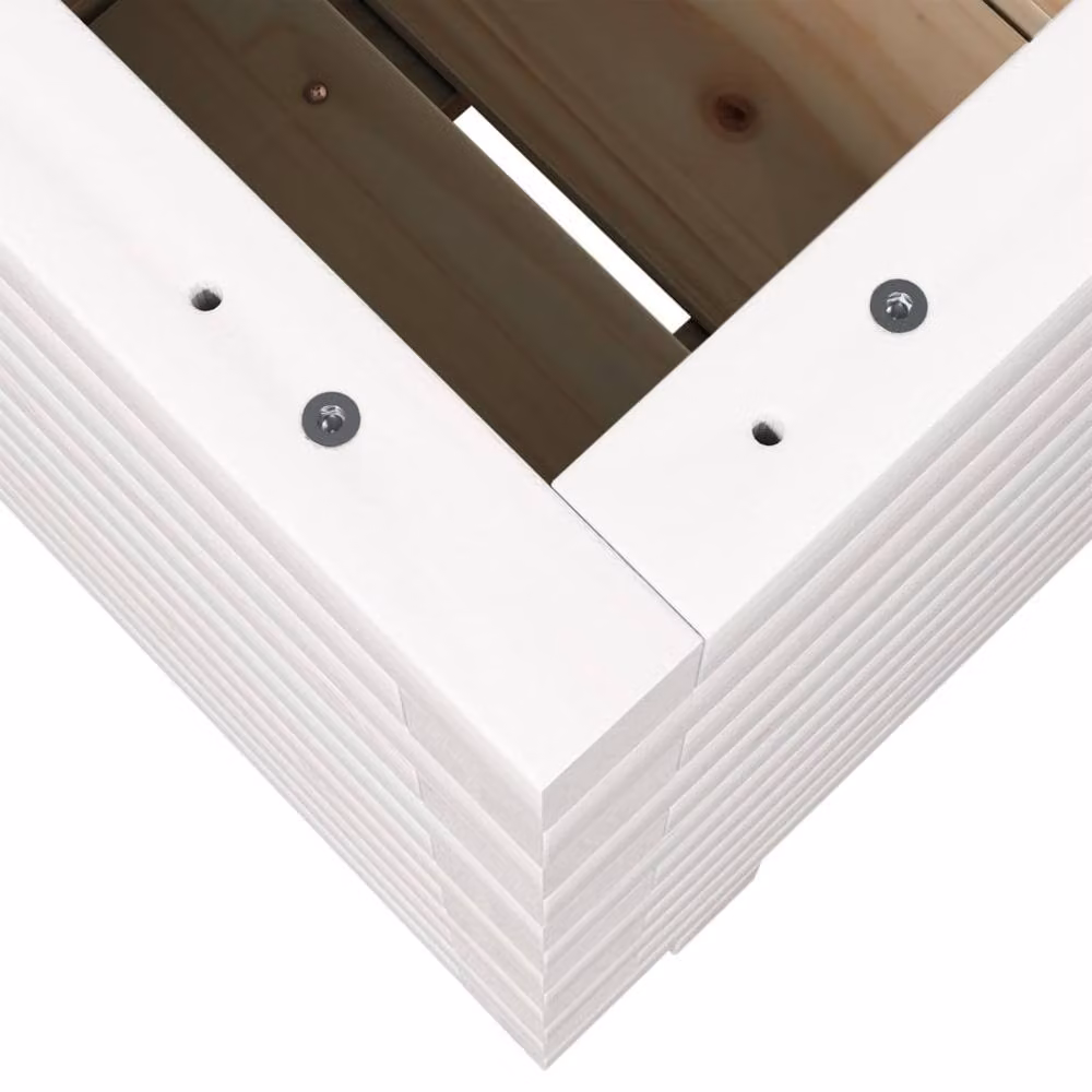 Berkfield Home Beautiful Garden Planter Tub, White, Solid Wood, W/D/H: 40 x 40 x 49.5 cm – 2