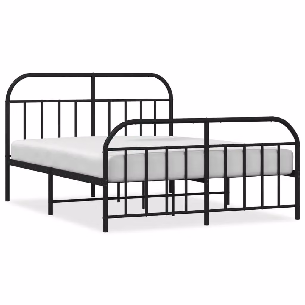 Berkfield Home Metal Bed Frame with Headboard and Footboard in Black, W/D/H: 150 x 200 cm – 2