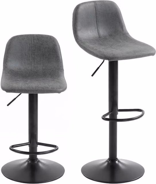 FORGEVIO Set of 2 Modern Swivel Bar Stools in Grey