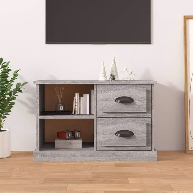 Berkfield Home Grey Sonoma TV Cabinet in Engineered Wood W: 73 cm, D: 35.5 cm, H: 47.5 cm