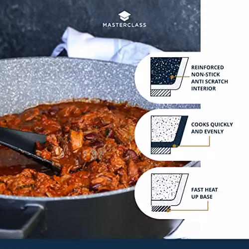 MasterClass Black Cast Aluminium Shallow Casserole Dish, 24cm – 3
