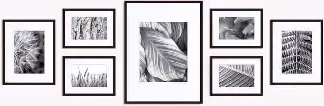 Nielsen Design 7 Piece Modern Black Aluminium Rectangular Picture Frame Gallery Set with Glass – 1